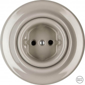 Ретро розетка электрическая без заземления, капучино глянцевый LUGs Katy Paty