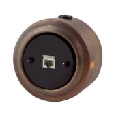 Ретро розетка компьютерная RJ45, Cat.5E, черная/ патина, М1-27-27bl Vintage