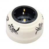 Ретро розетка с/з, иероглифы, золотистая фурнитура, РОЗ ЛЕАНЗА