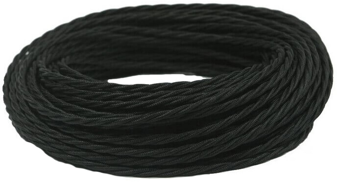 Ретро кабель витой электрический (50м) 2*1.5, черный, серия Twist, Interior Electric