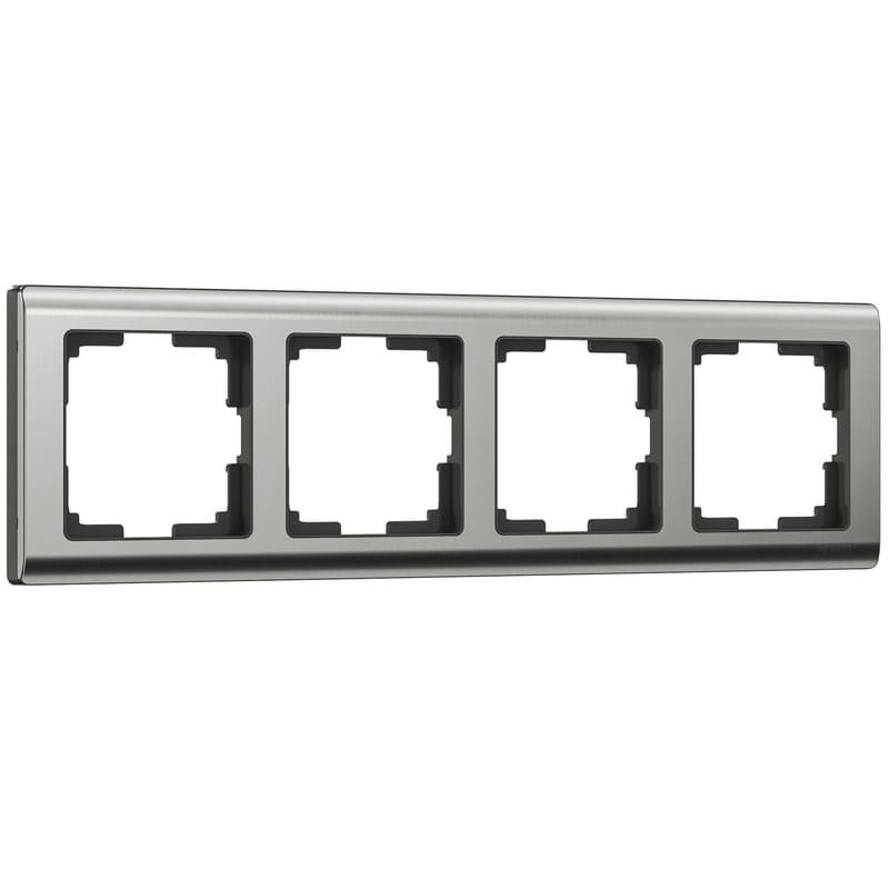 Дизайнерская рамка 4 местная, глянцевый никель, нержавеющая сталь, поликарбонат, W0041602 Werkel