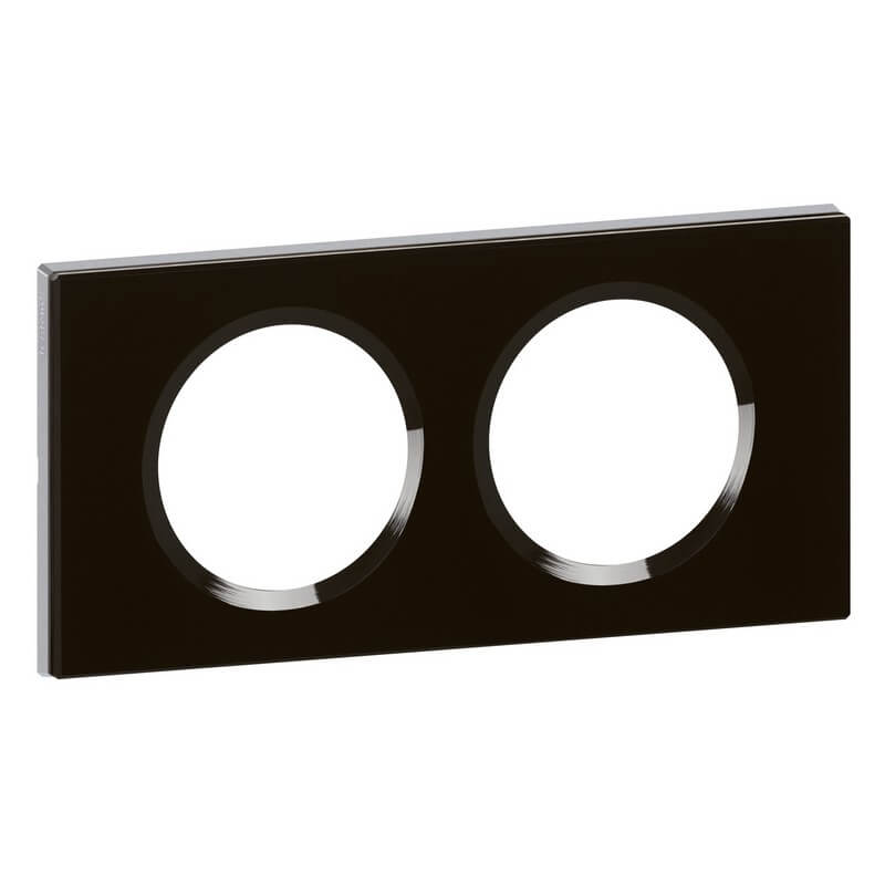 Дизайнерская рамка 2 местная, черный, стекло, 069302 Legrand, серия Celiane