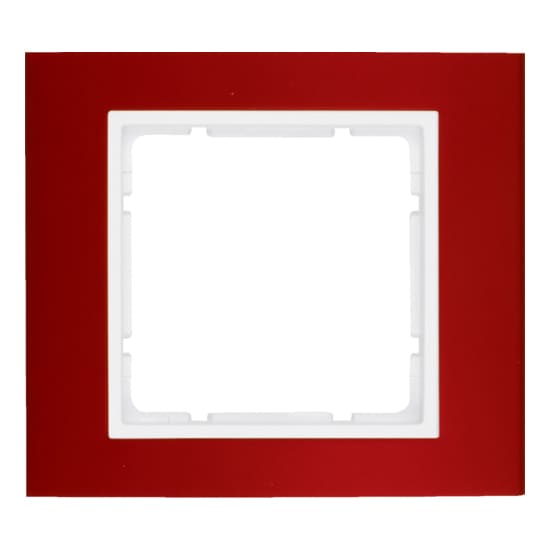 Дизайнерская рамка 1 местная, красный/полярная белизна, алюминий, 10113022 Berker, серия B.3