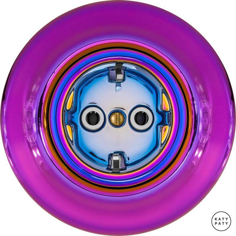Ретро розетка электрическая без заземления, пурпурно-фиолетовый металлик PEVIGs Katy Paty