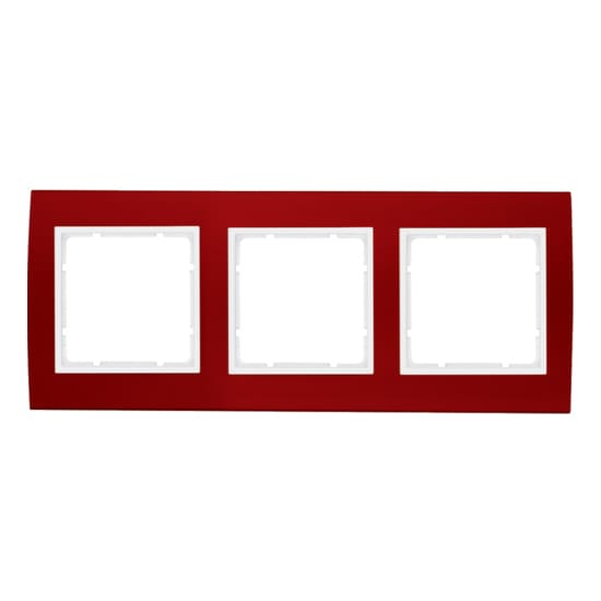 Дизайнерская рамка 3 местная, красный/полярная белизна, алюминий, 10133022 Berker, серия B.3