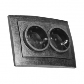 Розетка с заземляющим контактом 2 местная Лофт Винтаж, серебро, RE-SLVR2Sl Р-Электро