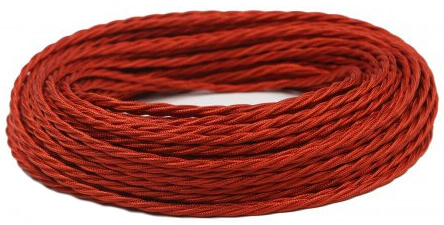 Ретро кабель витой электрический (50м) 2*0.75, красный шелк, серия Twist, Interior Electric