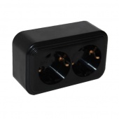 Розетка с заземляющим контактом 2 местная Лофт Винтаж, черный, RE-LVR2Bl Р-Электро