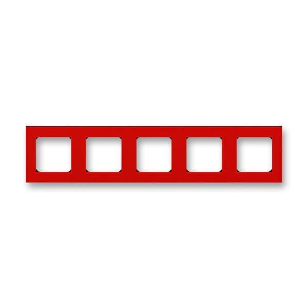 Дизайнерская рамка 5 местная, красный / дымчатый черный, 2CHH015050A6065 ABB, серия Levit