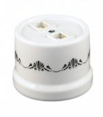 Ретро розетка телефон + компьютер белая с черным узором B1-303-01 D3/1 BIRONI