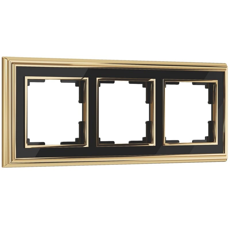 Дизайнерская рамка 3 местная, золото / черный, алюминий, акрил, W0031330 Werkel