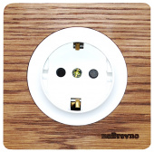 Розетка с заземлением, винтовые контакты, дуб в масле+белый, ROC1-DO/1E10201300 Ruwel