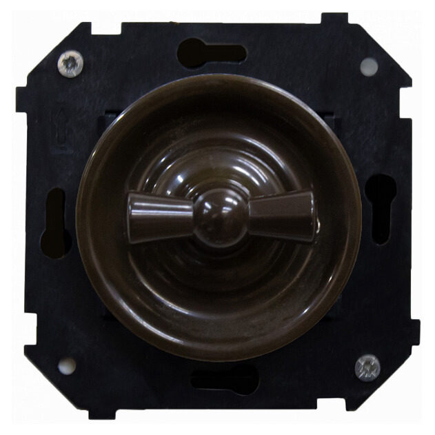 Ретро выключатель с накладкой, коричневый, B3-200-22 BIRONI, одноклавишный