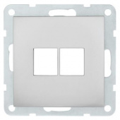 Накладка двойной розетки компьютерной/ телефонной с суппортом, серебристый металлик, 866203-0 LK Studio, серия LK60