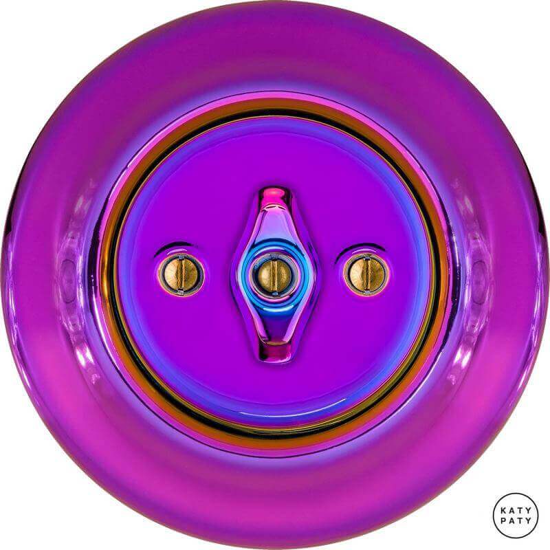 Ретро выключатель проходной пурпурно-фиолетовый металлик PEVIG6 Katy Paty одноклавишный