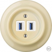 Ретро розетка USB ваниль глянцевая PNFLGsUSBw Katy Paty