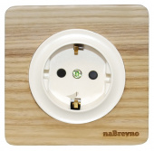 Розетка с заземлением, винтовые контакты, натуральный ясень+бежевый, ROC1-AN/1E10201301 Ruwel