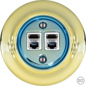 Розетка интернет Cat.6 экранир. двойная, лимонный металлик PELUGsCat6e Katy Paty