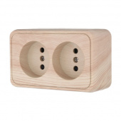 Дизайнерская розетка двойная без заземления, со шторками, сосна, 813625 LK Studio, серия LKStandard