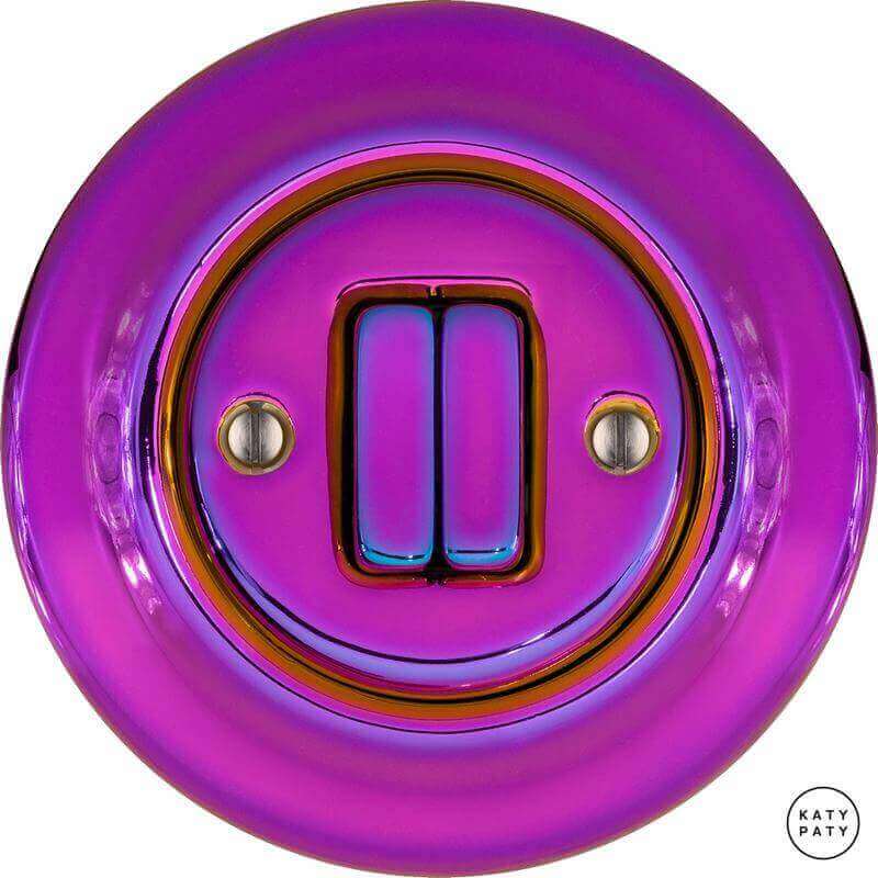 Ретро выключатель проходной пурпурно-фиолетовый металлик PEVIG2Sl6/6 Katy Paty двухклавишный