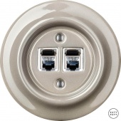 Розетка интернет Cat.6 экранир. двойная, капучино глянцевый LUGsCat6e Katy Paty