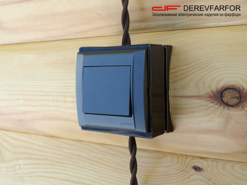 Коробка для ретро выключателя и розетки темно-коричневый, N011.03.03 DerevFarfor, серия МонолитБлокхаус