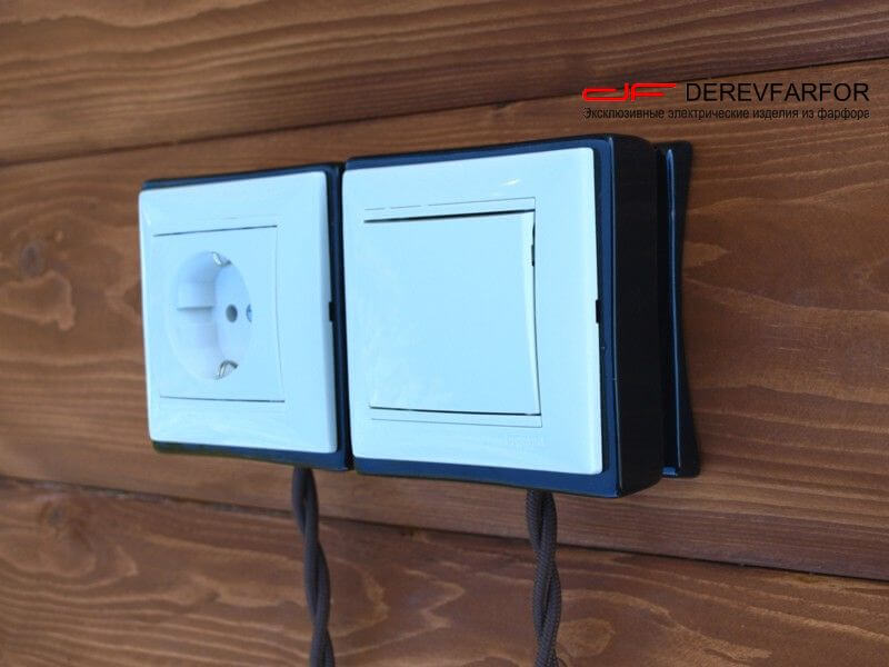 Коробка для ретро выключателя и розетки черный, N011.03.01 DerevFarfor, серия МонолитБлокхаус