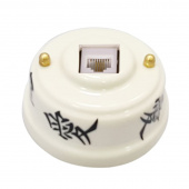 Розетка телефонная RJ 11, иероглифы, золотистая фурнитура, РТОЗ ЛЕАНЗА