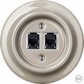 Розетка интернет Cat.6 двойная, капучино глянцевый LUGsCat6 Katy Paty