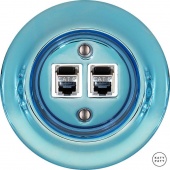 Розетка интернет Cat.6 экранир. двойная, голубой металлик PECAGsCat6e Katy Paty
