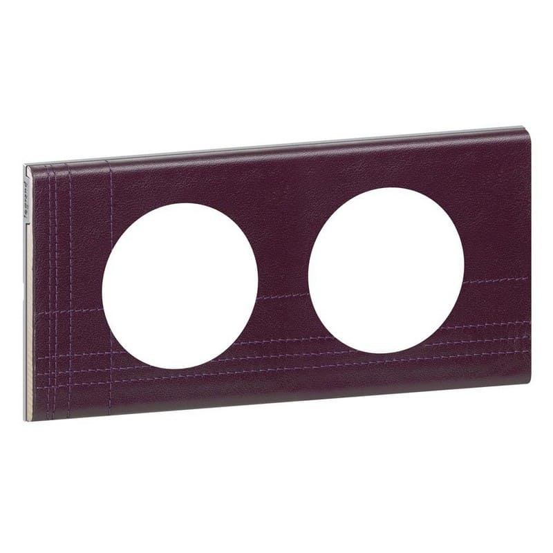 Дизайнерская рамка 2 местная, кожа пурпур, камень, 069442 Legrand, серия Celiane