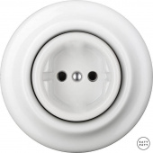 Ретро розетка электрическая без заземления, белый глянцевый ALGs Katy Paty