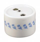 Розетка R/TV-Sat оконечная, белая с узором васильки, B1-305-01 D7/3 BIRONI