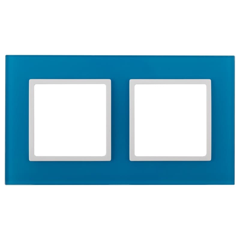Дизайнерская рамка 2 местная, голубой, Б0034500 Эра, серия Elegance