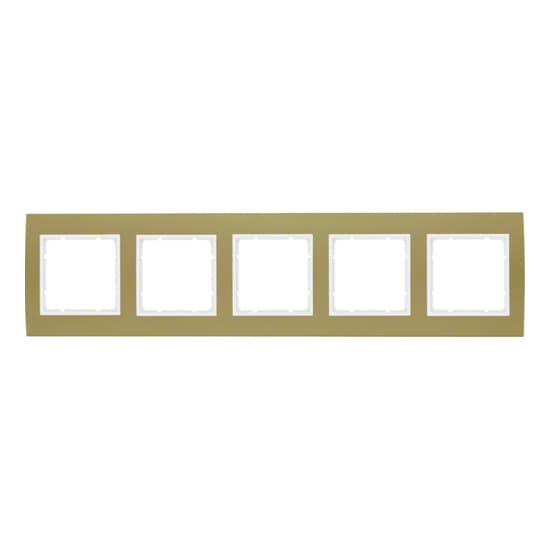 Дизайнерская рамка 5 местная, золотой/полярная белизна, 10153046 Berker, серия B.3