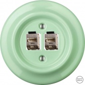 Розетка интернет Cat.6а экранир.10G двойная, ментол глянцевый PNMEGsCat6a Katy Paty