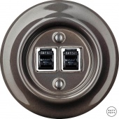 Розетка интернет Cat.5e двойная, коричневый глянцевый BRGsCat5e Katy Paty