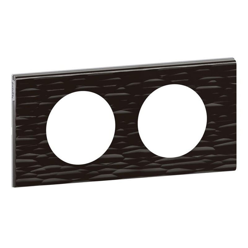Дизайнерская рамка 2 местная, черный рифленый, камень, 069022 Legrand, серия Celiane
