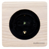 Розетка с заземлением, винтовые контакты, выбеленный ясень+черный, ROC1-AW/1E10201303 Ruwel