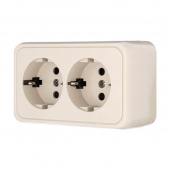 Дизайнерская розетка двойная с заземлением и шторками, бежевый, 813501 LK Studio, серия LKStandard