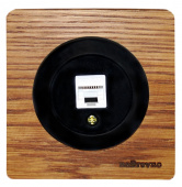 Розетка компьютерная 1xRJ45 кат.5e, дуб в масле+черный, ROC1-DO/1E20701303 Ruwel