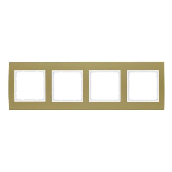 Дизайнерская рамка 4 местная, золотой/полярная белизна, алюминий, 10143046 Berker, серия B.3