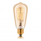 Ретро лампа накаливания ST48 F2, E14, золотая, 053-914 Sun Lumen