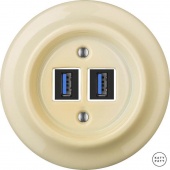 Ретро розетка USB ваниль глянцевая PNFLGsUSBb Katy Paty