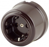 Ретро розетка с заземляющим контактом, темно-коричневый, 060-998-ТК (KM) SUN-LUMEN