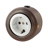 Ретро розетка с заземлением белая/патина, М1-23-27 Vintage