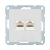 Дизайнерская розетка компьютерная 2хRJ-45 кат. 5е с накладкой, серебристый металлик, 846203-1 LK Studio, серия LK80