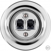 Розетка интернет Cat.6 двойная, серебряный глянцевый OPARGsCat6 Katy Paty