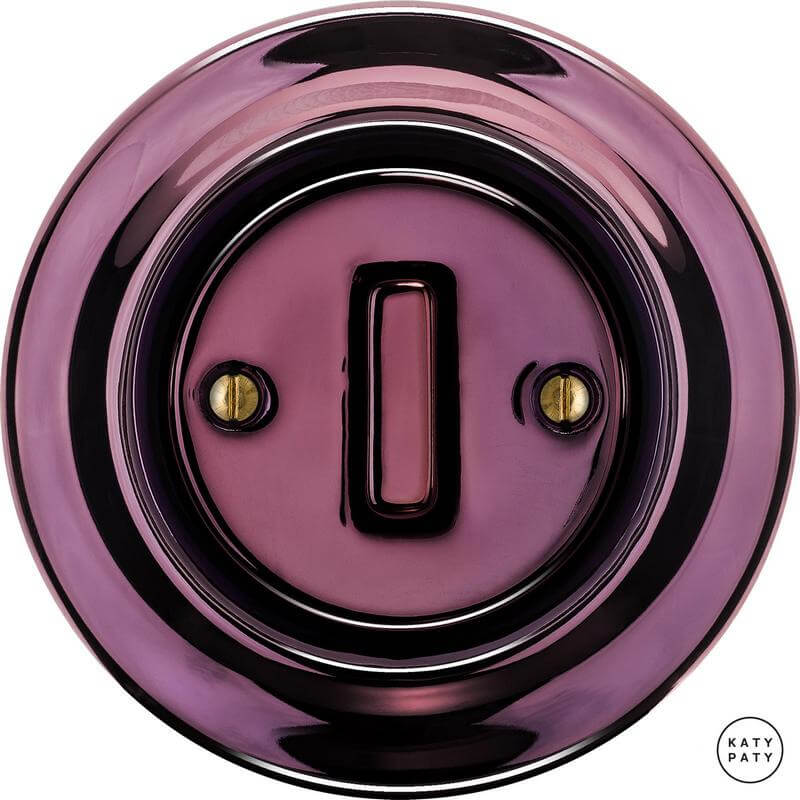 Ретро выключатель проходной фиолетовый металлик PEMAGSl6 Katy Paty одноклавишный