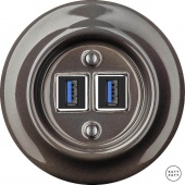 Ретро розетка USB коричневый глянцевый BRGsUSBb Katy Paty